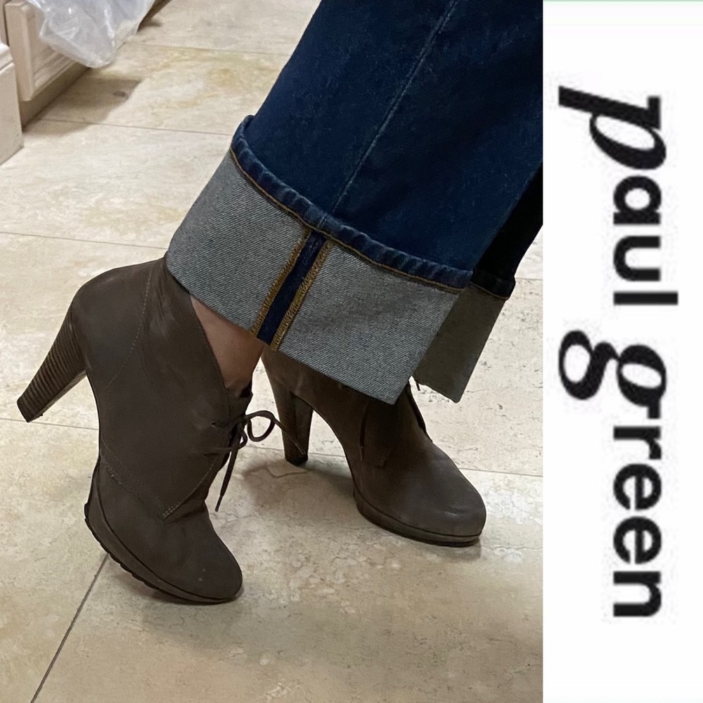 Paul Green Gray Suede Lace-up Ankle Booties - Sz 8.5